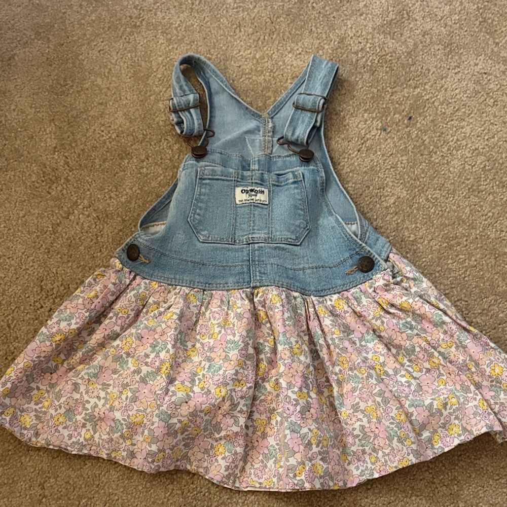 OshKosh B'gosh Blue Denim and Pink Floral Skirtall
